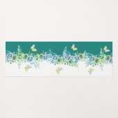 Teal Green Floral Butterfly Yoga Mat (Achterkant (horizontaal))