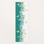 Teal Green Floral Butterfly Yoga Mat  (Voorkant)