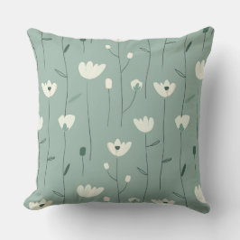 Teal Green Floral Throw Pillow Buitenkussen