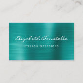 Teal Green Geborsteld Metaal Script Wimper Extensi Visitekaartje (Voorkant)