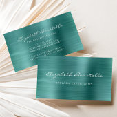 Teal Green Geborsteld Metaal Script Wimper Extensi Visitekaartje