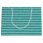 Teal Green Glitter Style Horizontal Stripes Groot Cadeauzakje (Voorkant)