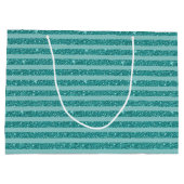 Teal Green Glitter Style Horizontal Stripes Groot Cadeauzakje (Achterkant)