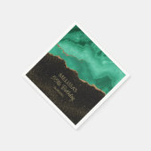 Teal Green Gold Glitter Abstract Watercolor Marble Servet (Hoek)