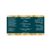 Teal Green & Gold Small Dropper Bottle Label (Voorkant)