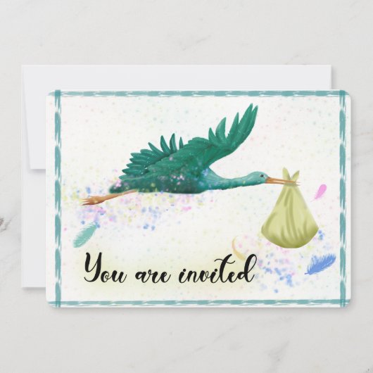 teal green invite kaart (Voorkant)