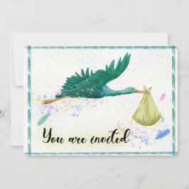 teal green invite kaart