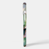 Teal Green Leaf Stained Glass Phone Case (Achterkant / Links)