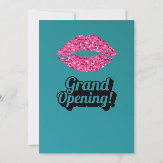 Teal Green Lips Beauty Salon Grootse Opening  Kaart (Voorkant)