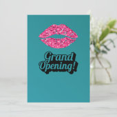 Teal Green Lips Beauty Salon Grootse Opening  Kaart (Staand voorkant)