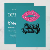 Teal Green Lips Beauty Salon Grootse Opening  Kaart (Voorkant / Achterkant)