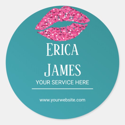 Teal Green Lips Beauty Salon Ronde Sticker (Voorkant)