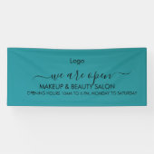 Teal Green Lips Beauty Salon Spandoek (Horizontaal)