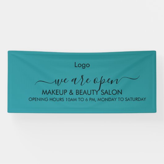 Teal Green Lips Beauty Salon Spandoek (Horizontaal)