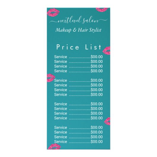 Teal Green Lips Schoonheidssalon Reclamekaart (Voorkant)