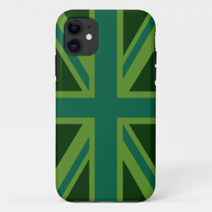 Teal Green UK Union Jack Decor iPhone 11 Hoesje