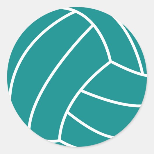 Teal Green Volleyball Ronde Sticker (Voorkant)