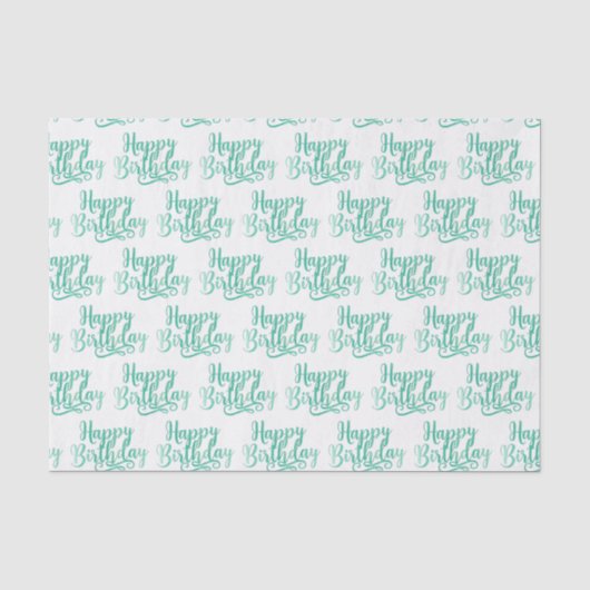 Teal Groen Fun GEFELICITEERD MET JE VERJAARDAG Cus Tissuepapier (Voorkant)