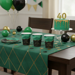 Teal Groen Goud Glitter Abstract Waterverf Marmer Papieren Bekers