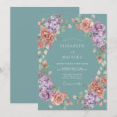 Teal Groen Lentewedding Kaart (Voorkant / Achterkant)