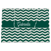 Teal groene Chevron zig zag streeppatroon Groot Cadeauzakje (Voorkant)