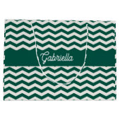 Teal groene Chevron zig zag streeppatroon Groot Cadeauzakje (Achterkant)