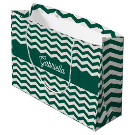 Teal groene Chevron zig zag streeppatroon Groot Cadeauzakje