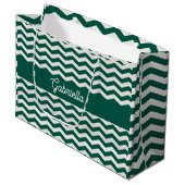 Teal groene Chevron zig zag streeppatroon Groot Cadeauzakje (Voorkant Gekanteld)