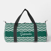 Teal groene Chevron zig zag streeppatroon naam Plunjezak (Voorkant)