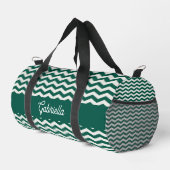 Teal groene Chevron zig zag streeppatroon naam Plunjezak (Rechterhoek)