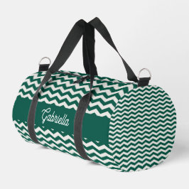 Teal groene Chevron zig zag streeppatroon naam Plunjezak