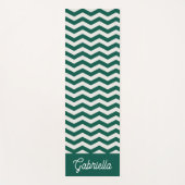Teal groene Chevron zig zag streeppatroon naam Yogamat (Voorkant)