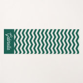 Teal groene Chevron zig zag streeppatroon naam Yogamat (Voorkant (horizontaal))