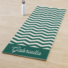 Teal groene Chevron zig zag streeppatroon naam Yogamat
