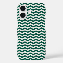 Teal groene Chevron zigzag streeppatroon iPhone 16 Hoesje