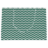 Teal groene Chevron zigzag streeppatroon Groot Cadeauzakje (Voorkant)