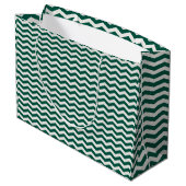 Teal groene Chevron zigzag streeppatroon Groot Cadeauzakje (Achterkant Gekanteld)