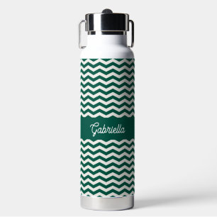 Teal groene Chevron zigzag streeppatroon naam Waterfles