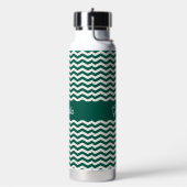 Teal groene Chevron zigzag streeppatroon naam Waterfles (Links)