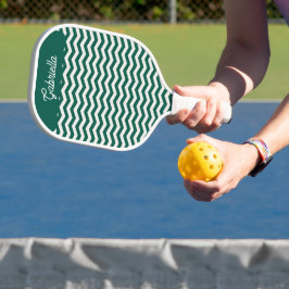 Teal groene Chevron zigzag streeppatroon Pickleball Paddle
