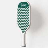 Teal groene Chevron zigzag streeppatroon Pickleball Paddle (Links)