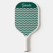 Teal groene Chevron zigzag streeppatroon Pickleball Paddle (Achterkant)