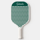 Teal groene Chevron zigzag streeppatroon Pickleball Paddle (Voorkant)