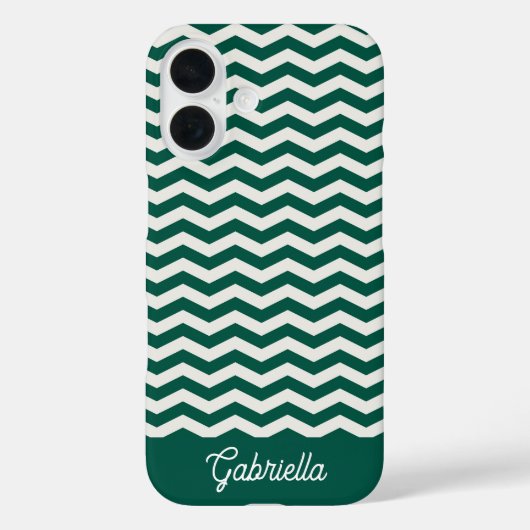 Teal groene Chevron zigzags streeppatroon naam Case-Mate iPhone Case (Achterkant)