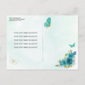 Teal Groene Glam Gouden Bloemige Princess Quinceañ Uitnodiging Briefkaart (Achterkant)