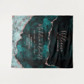 Teal Groene Roze Gouden Agate Marmeren Trouw Welko Wandkleed (Voorkant (horizontaal))