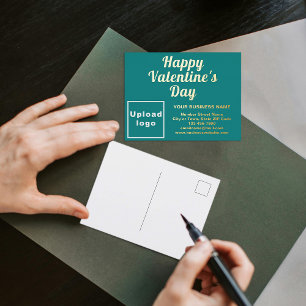 Teal groene zakelijke merk op Valentijnsdag Folie Feestdagen Briefkaart