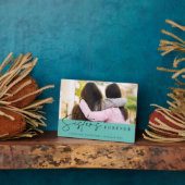 Teal Handwritten Sisters Forever Script Photo Fotoplaat (Zijkant)