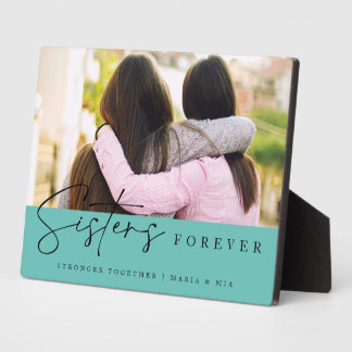 Teal Handwritten Sisters Forever Script Photo Fotoplaat