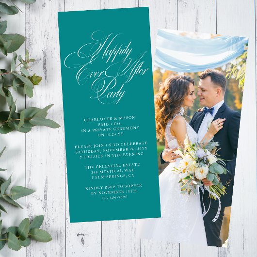 Teal Happily Ever After Foto Ontvangst Kaart